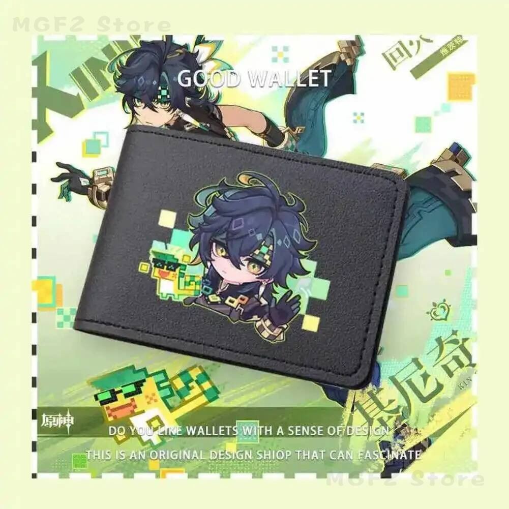 Women Accessories Holder - กระเป๋าใส่บัตรลายการ์ตูนอนิเมะสำหรับผู้หญิง กระเป๋าใส่เหรียญนักเรียน Genshin Impact Kinich กระเป๋าการ์ตูนหนัง