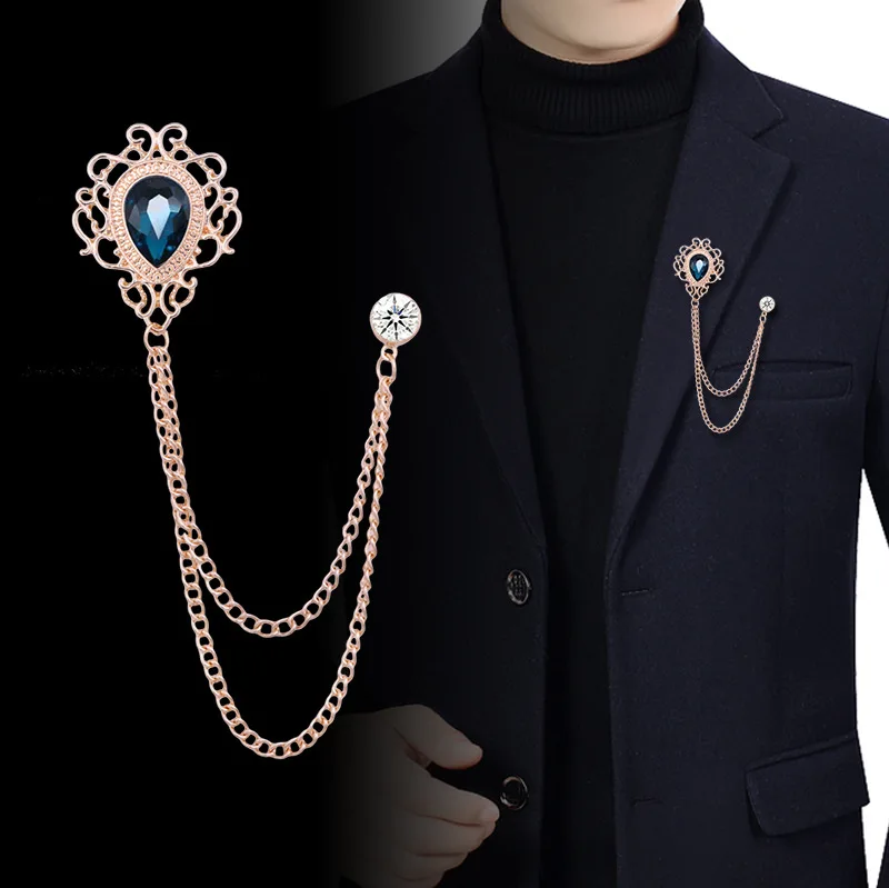 Women Accessories Jewelry - เข็มกลัดติดปกเสื้อแบบวินเทจประดับพู่ห้อยคริสตัลและเพชรเทียม - เครื่องประดับแฟชั่นสำหรับผู้ชายและผู้หญิง ใช้ได้กับเสื้อสูท เสื้อเชิ้ต และเนคไท