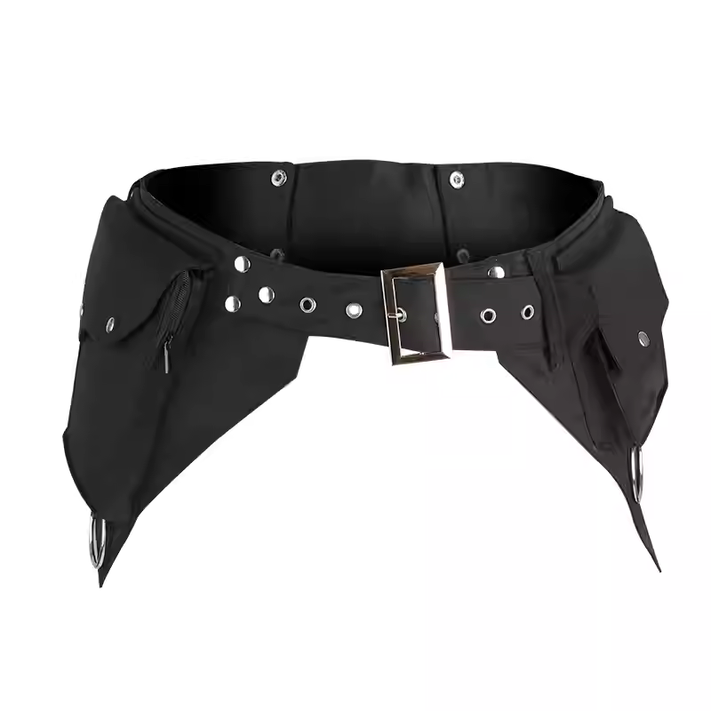 Women Accessories Pack - ผู้หญิงยุคกลาง Punk เอวกระเป๋า Steampunk PU หนังรถจักรยานยนต์สไตล์สะโพกเข็มขัดกระเป๋า