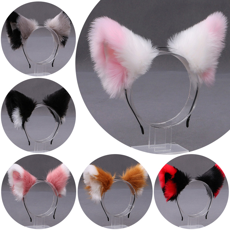 Women Knight Accessories - ที่คาดผมหูแมวขนฟูนุ่ม น่ารัก สไตล์คอสเพลย์ สำหรับสาวๆ ผู้หญิง งานปาร์ตี้แฟนซี