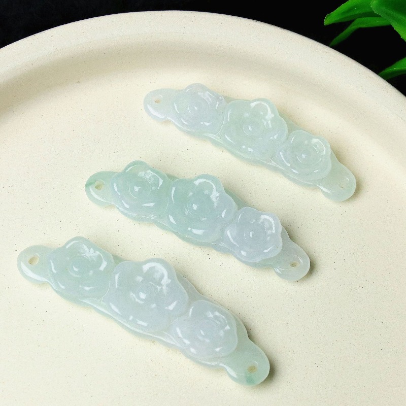 Women Accessories For Gift - 1 ชิ้น จี้หยกธรรมชาติรูปดอกไม้ อุปกรณ์ DIY เครื่องประดับหรูหรา