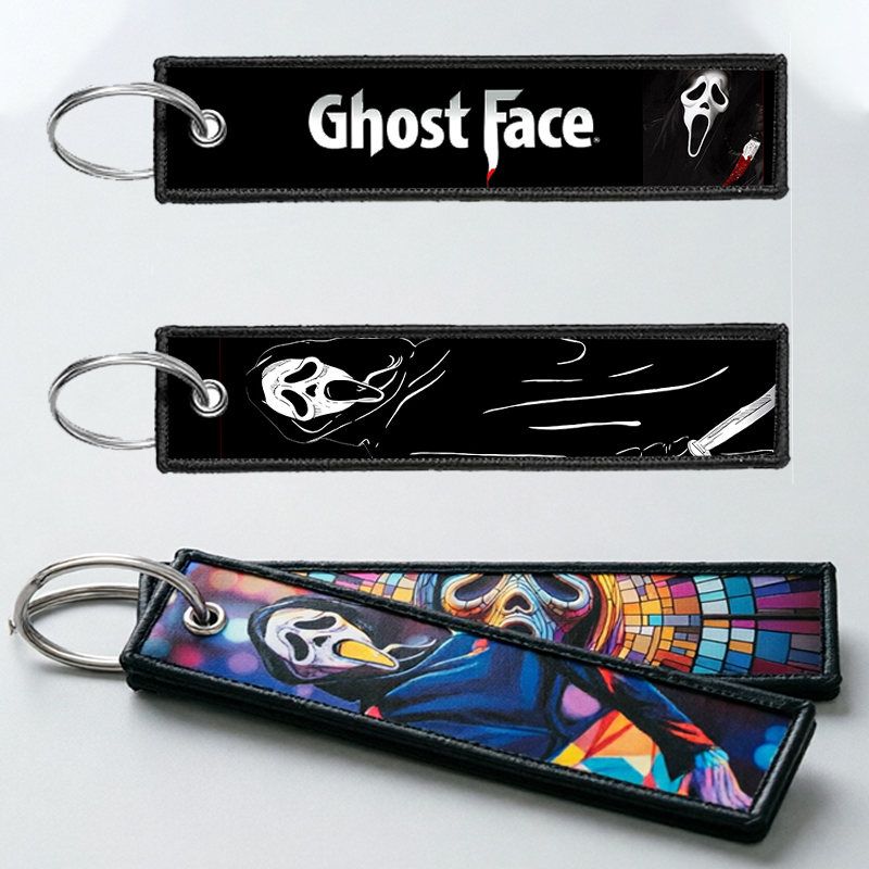 Women Accessories Holder - พวงกุญแจ GHOST FACE สำหรับผู้ชายและผู้หญิง ปักลายการ์ตูน ของตกแต่งพวงกุญแจ