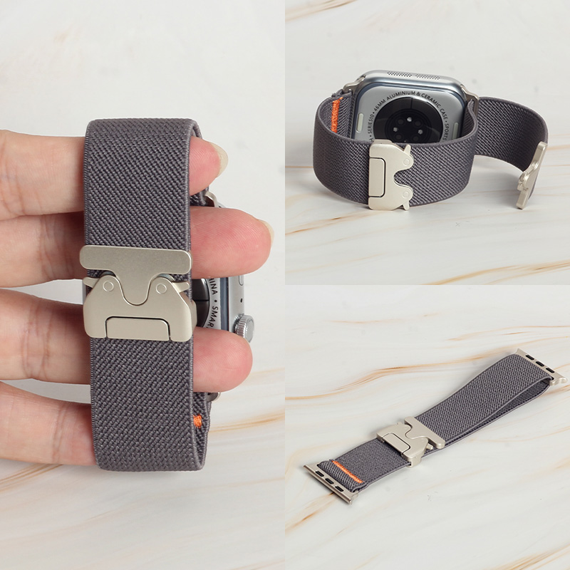 Women Accessories Website - สายรัดไนลอนยืดหยุ่นสีส้มแฟชั่นสำหรับ Apple Watch Series 11 10