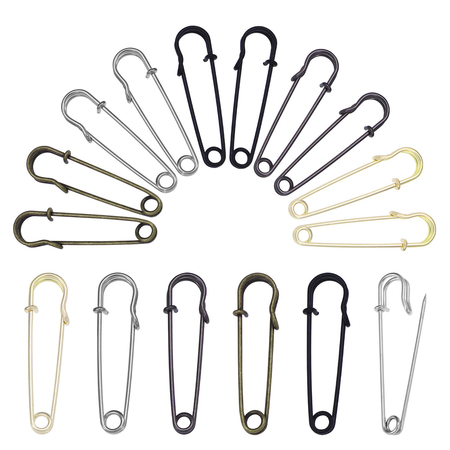 Brooch Pin Gold - 20 ชิ้น 50 มิลลิเมตรโลหะความปลอดภัย Pins เงิน/ทอง/สีดําขนาดใหญ่ความปลอดภัย