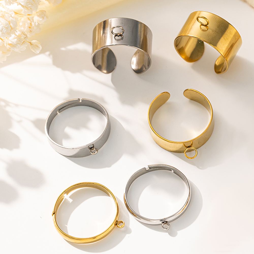 Women Accessories Pack - 5 ชิ้น/ล็อตสแตนเลสสตีลสีเปิดแหวนปรับสําหรับผู้ชายผู้หญิง DIY เครื่องประดับทําอุปกรณ์ผลการค้นหาอุปกรณ์เสริม
