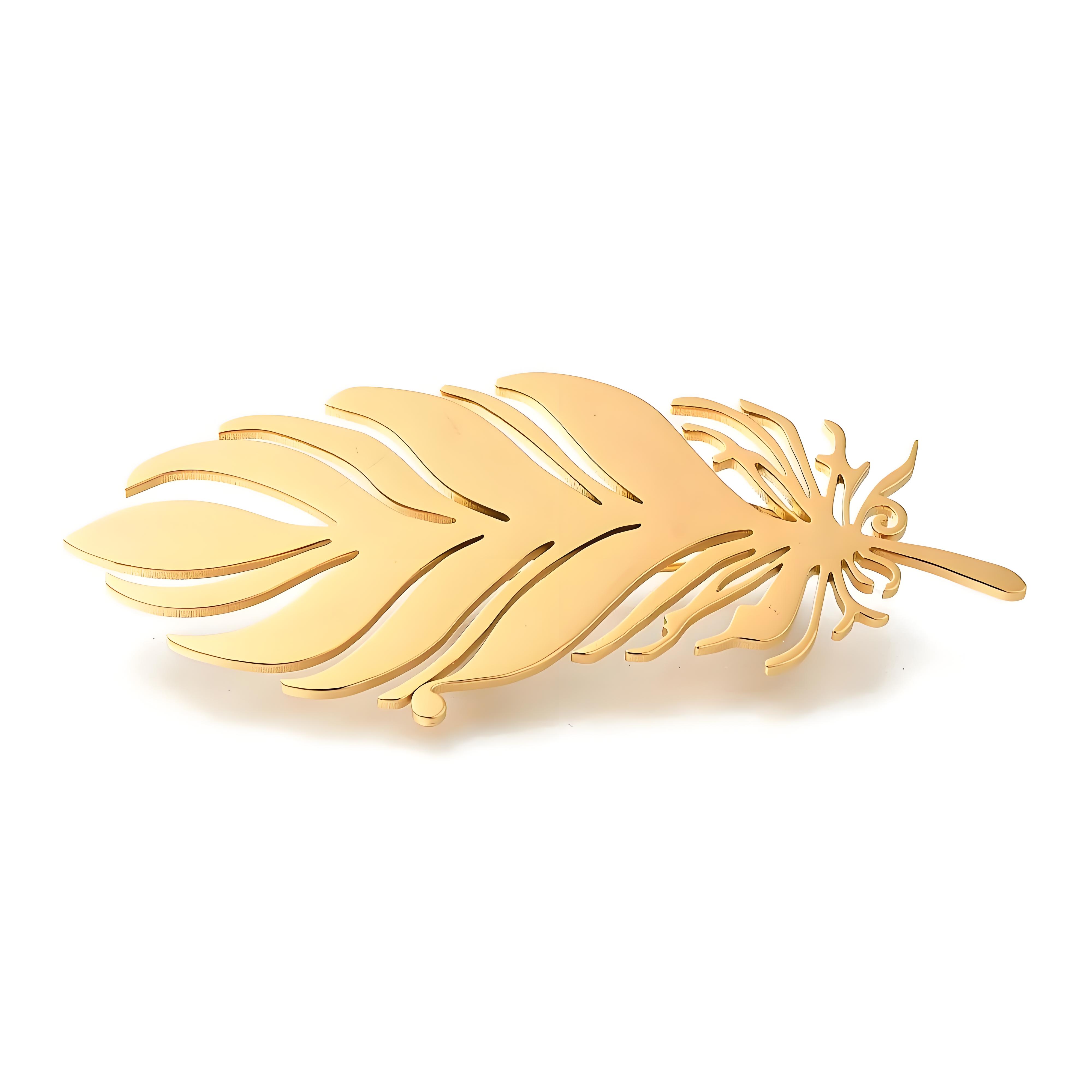 Brooch Pin Gold - เข็มกลัดขนนกชุบทอง, เข็มกลัดดีไซน์กลวงสวยงาม, เครื่องประดับมีสไตล์สำหรับผู้หญิงและผู้ชาย, ของขวัญในอุดมคติสำหรับทุกวัน