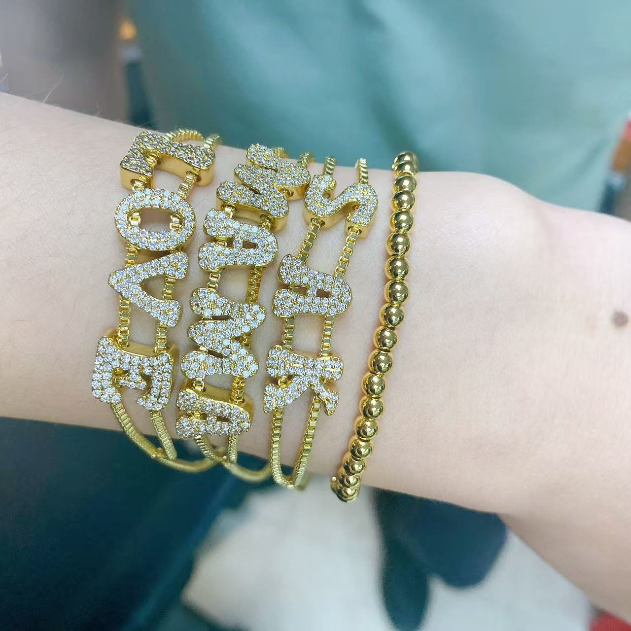 สร้อยข้อมือชื่อ DIY สีทองสุดเก - Women Accessories Name In English บทวิจารณ์และราคา