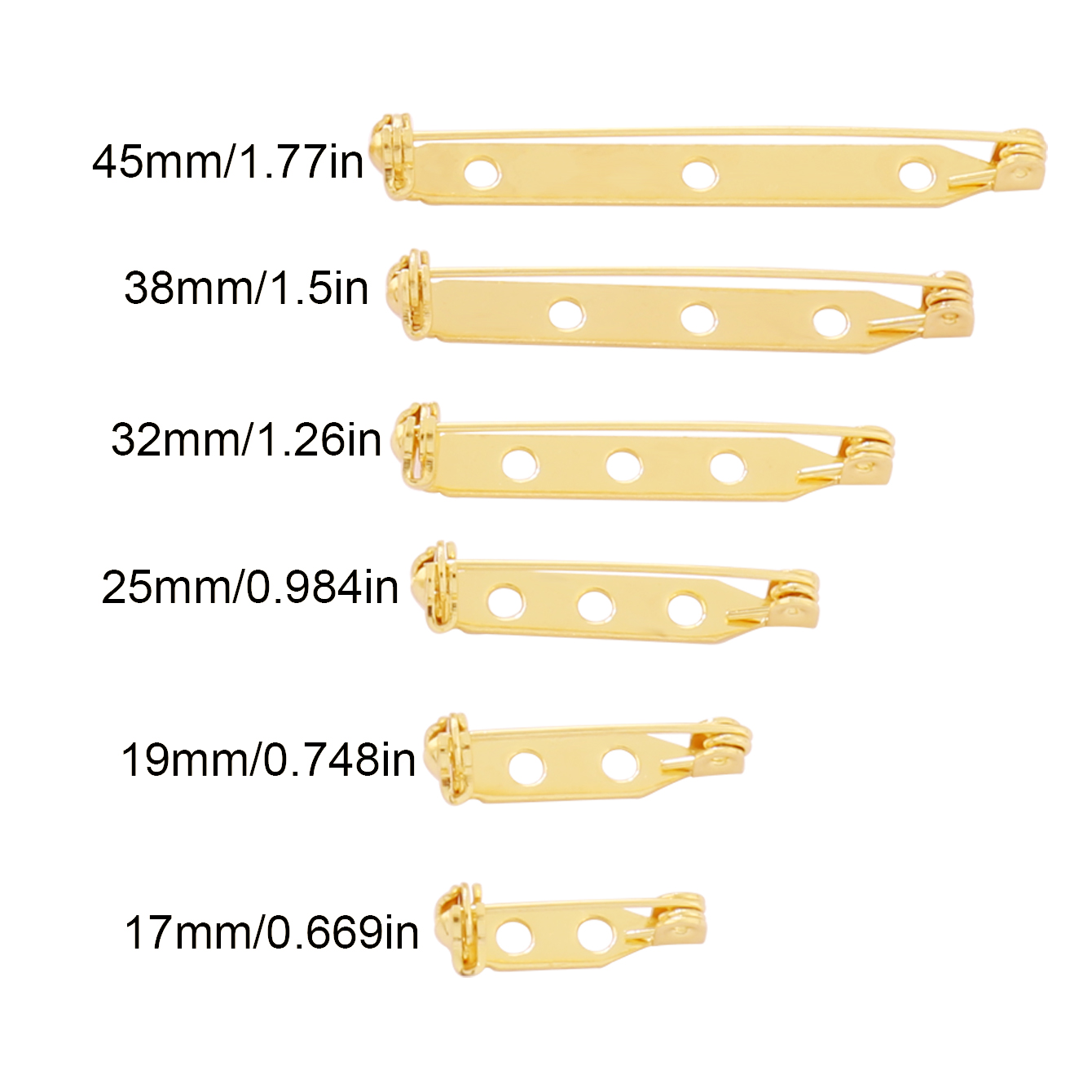 10pcs 17-45 มม.เข็มกลัดคลิปฐาน - Brooch Pin Gold บทวิจารณ์และราคา