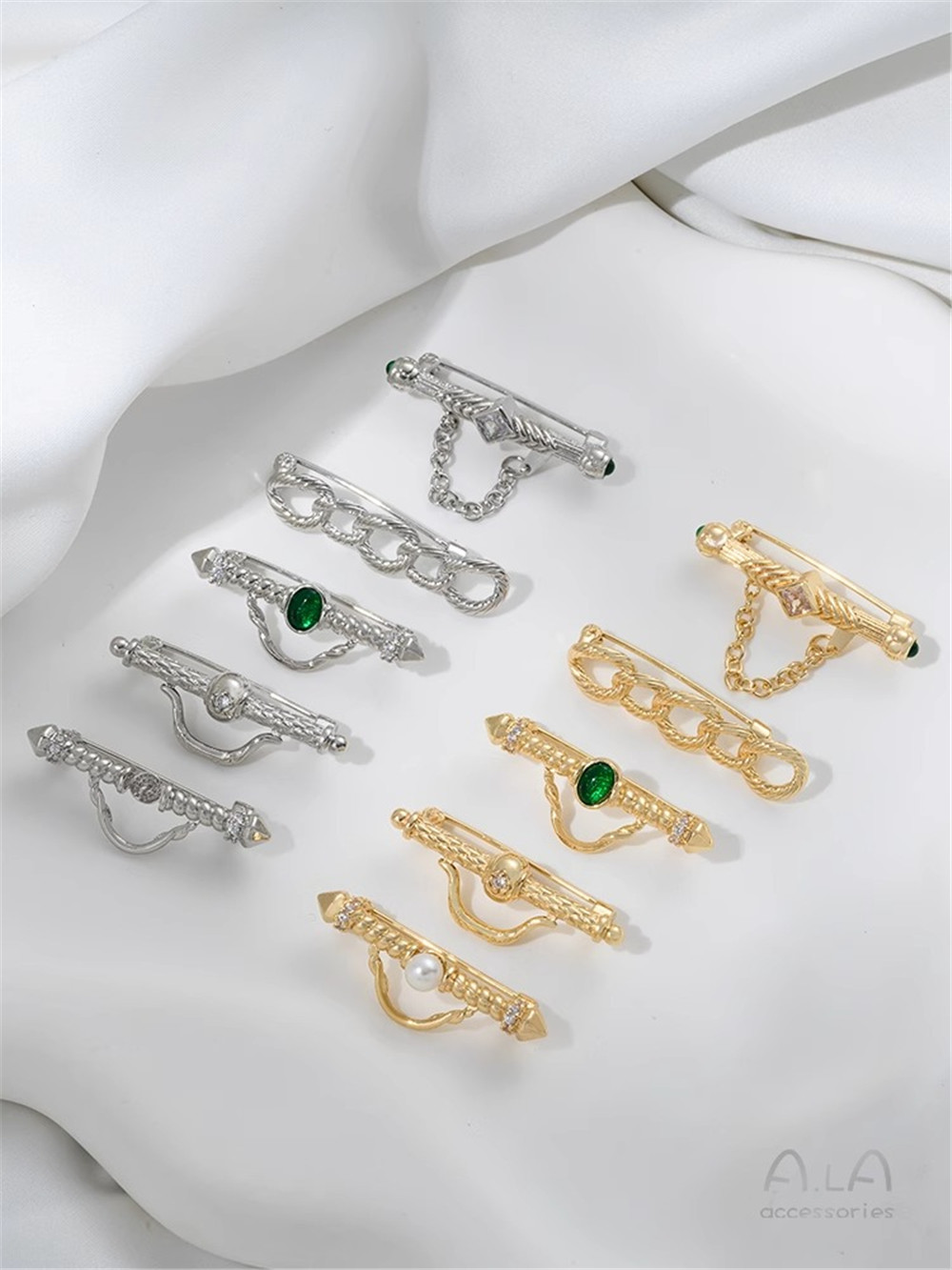 14K Gold-สีแกะสลัก Zirconia Sl - Brooch Pin Gold บทวิจารณ์และราคา