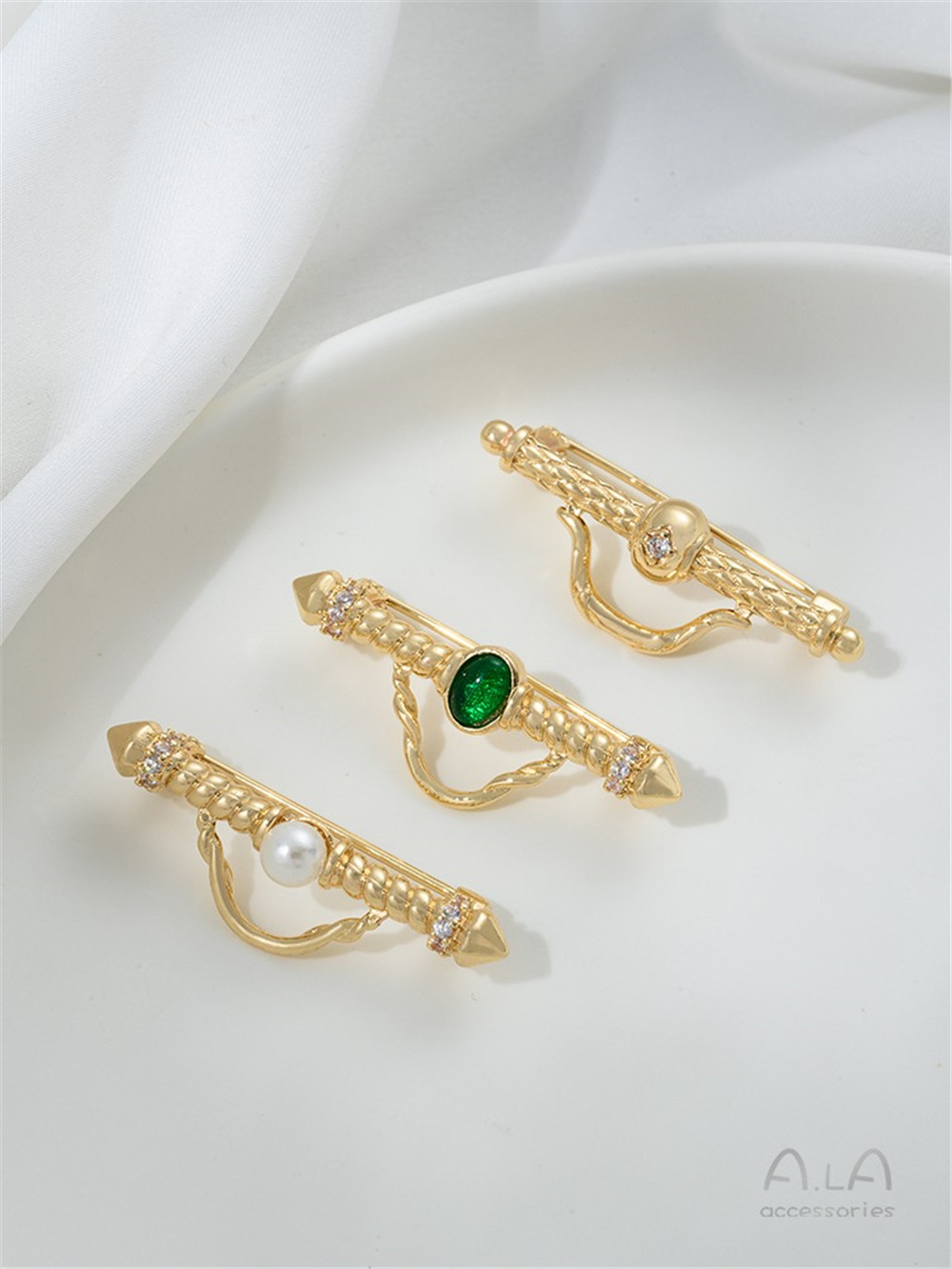 14K Gold-สีแกะสลัก Zirconia Sl - Brooch Pin Gold บทวิจารณ์และราคา