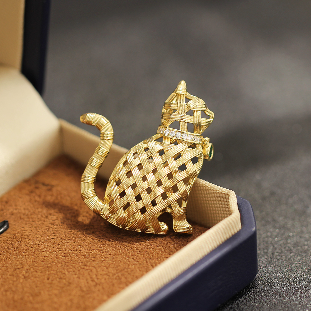 เข็มกลัดรูปแมวน่ารัก ประดับเพช - Brooch Pin Gold บทวิจารณ์และราคา