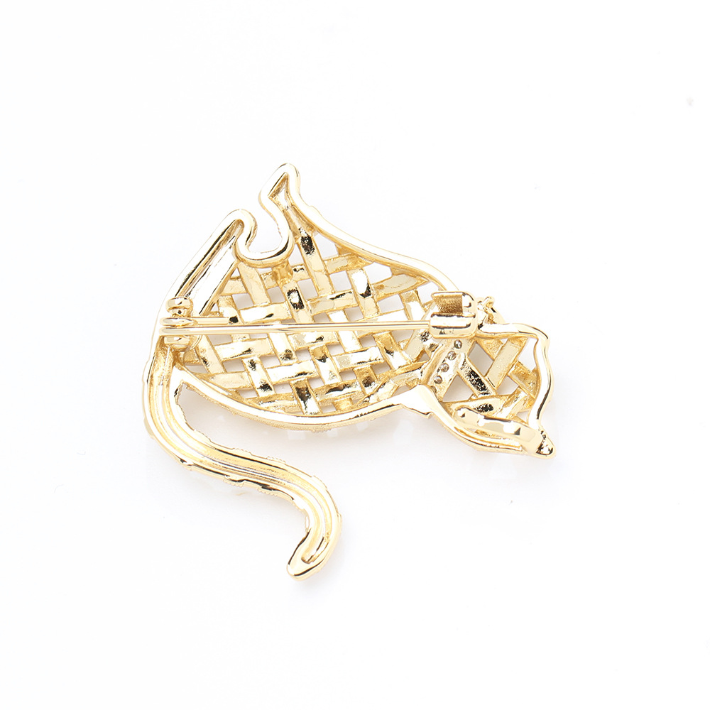 เข็มกลัดรูปแมวน่ารัก ประดับเพช - Brooch Pin Gold บทวิจารณ์และราคา