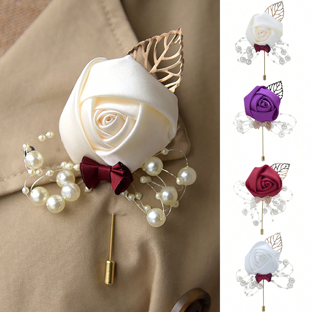 ดอกกุหลาบติดปกเสื้อสำหรับเจ้าบ - Brooch Pin Gold บทวิจารณ์และราคา