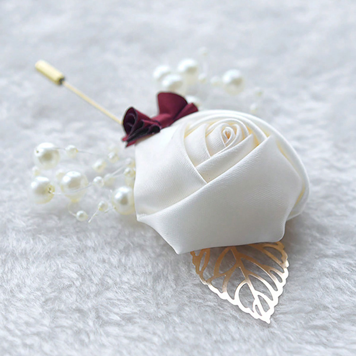 ดอกกุหลาบติดปกเสื้อสำหรับเจ้าบ - Brooch Pin Gold บทวิจารณ์และราคา