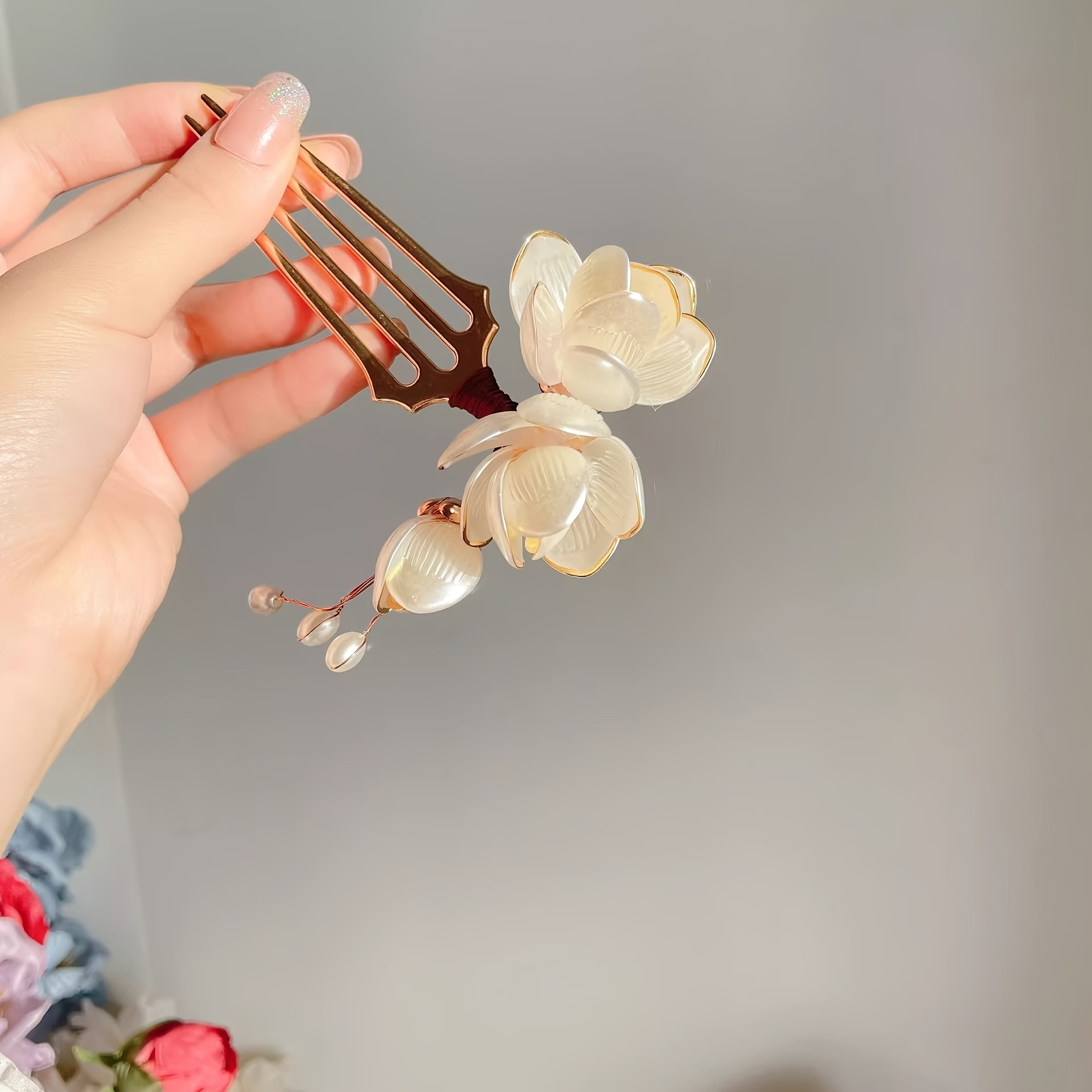 หวีผมลายดอกแมกโนเลียสไตล์จีน ป - Women Knight Accessories บทวิจารณ์และราคา